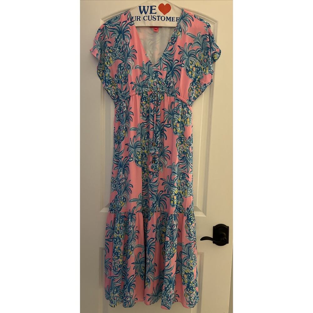 LILLY PULITZER Midi Dress in Pelican Pink Beat The Heat Size Small